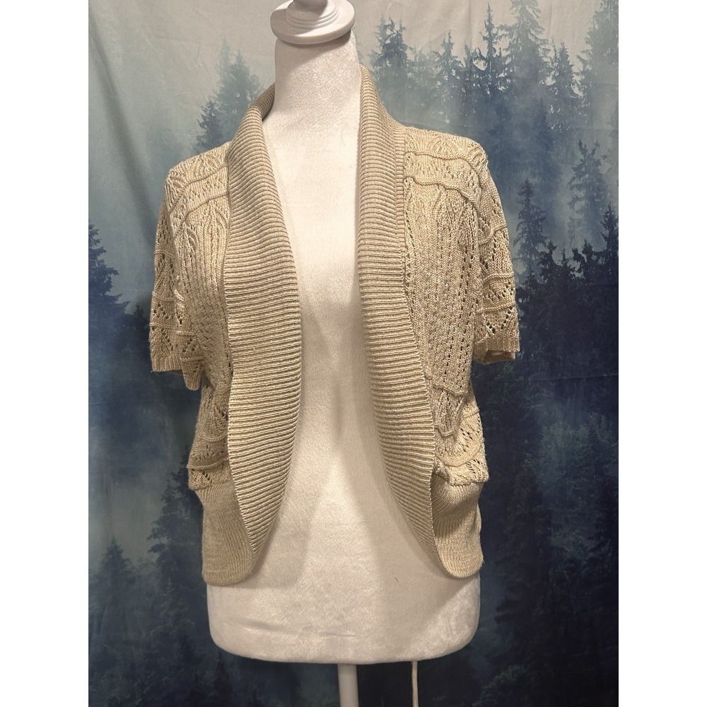 Faded Glory Cream/ Beige  Short Sleeve Bolero Sweater Cover Up XXL 20
